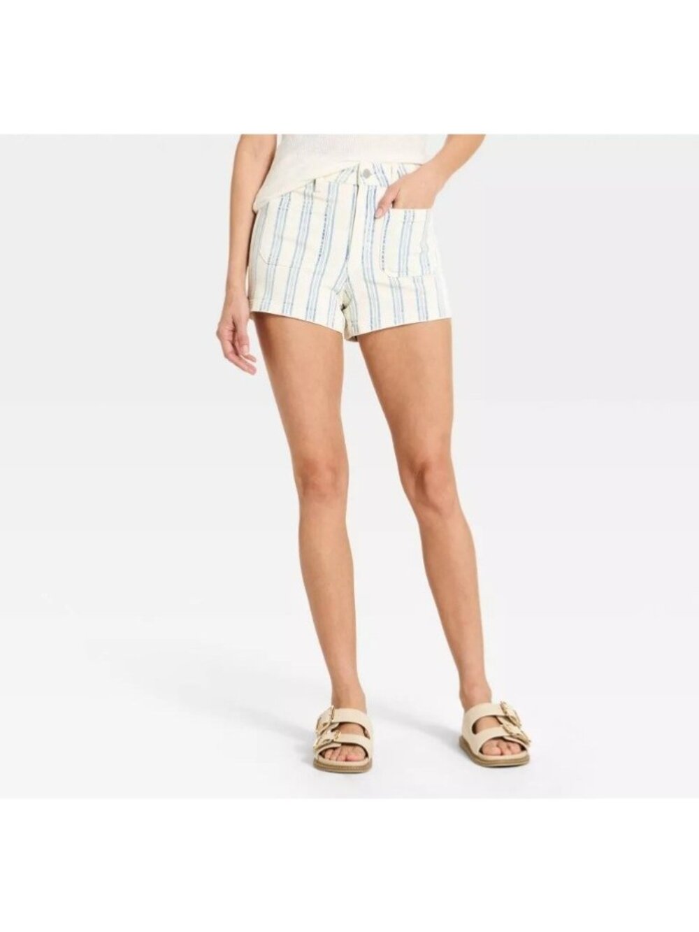 Universal Thread Women's Sailor Shorts High Rise Striped Blue Cream Size 17 NWT